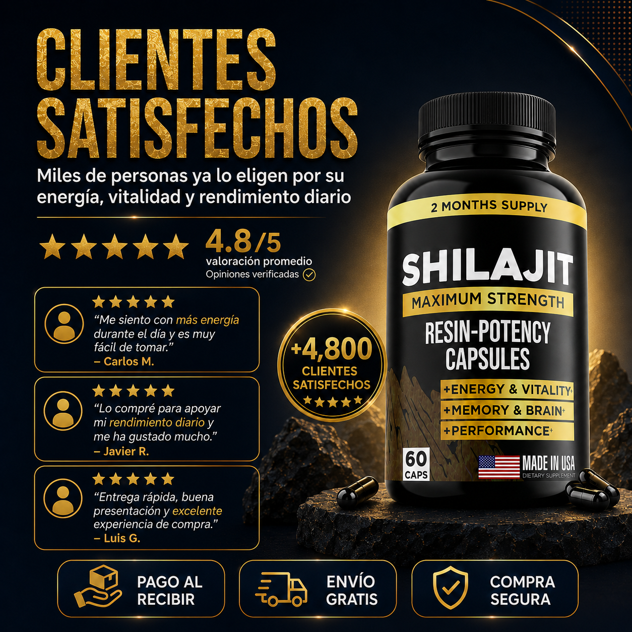 Shilajit 60 Capsulas Suplemento