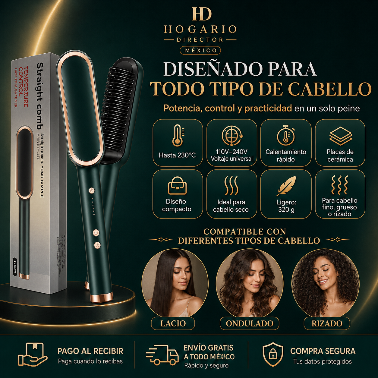 Cepillo Alisador LacioPro 3 en 1