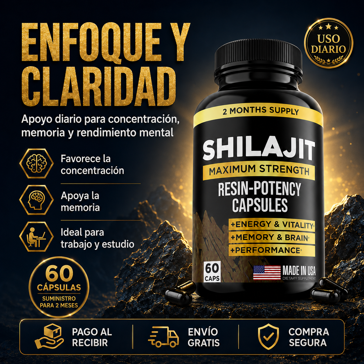 Shilajit 60 Capsulas Suplemento