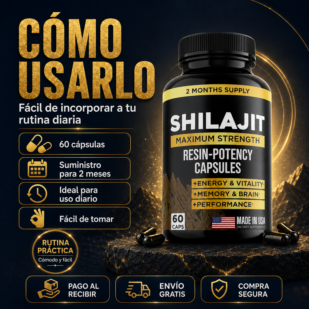 Shilajit 60 Capsulas Suplemento