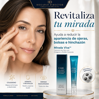Mirada Viva™ | Contorno de Ojos con Colágeno y Rodillo Drenante