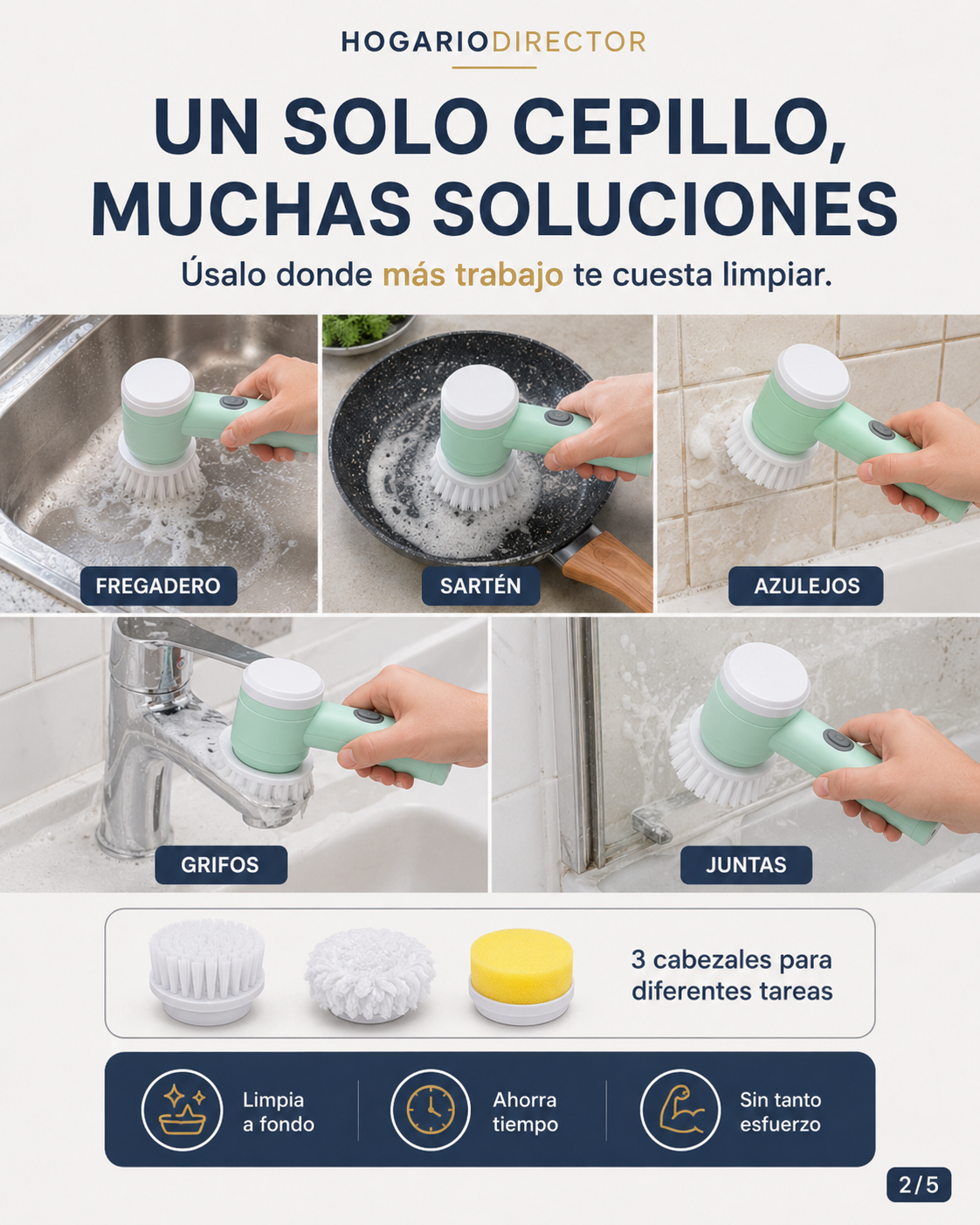Hogario CleanBrush™ | Cepillo Eléctrico de Limpieza 3 en 1